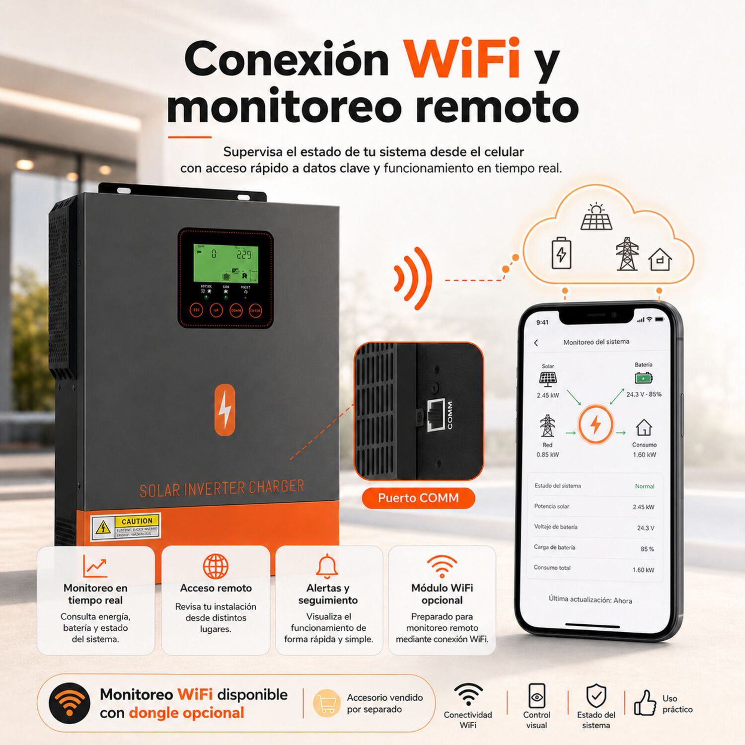 Inversor Solar H&iacute;brido Powmr 3000w 24v | Mppt 400v Onda Pura image number 5.0