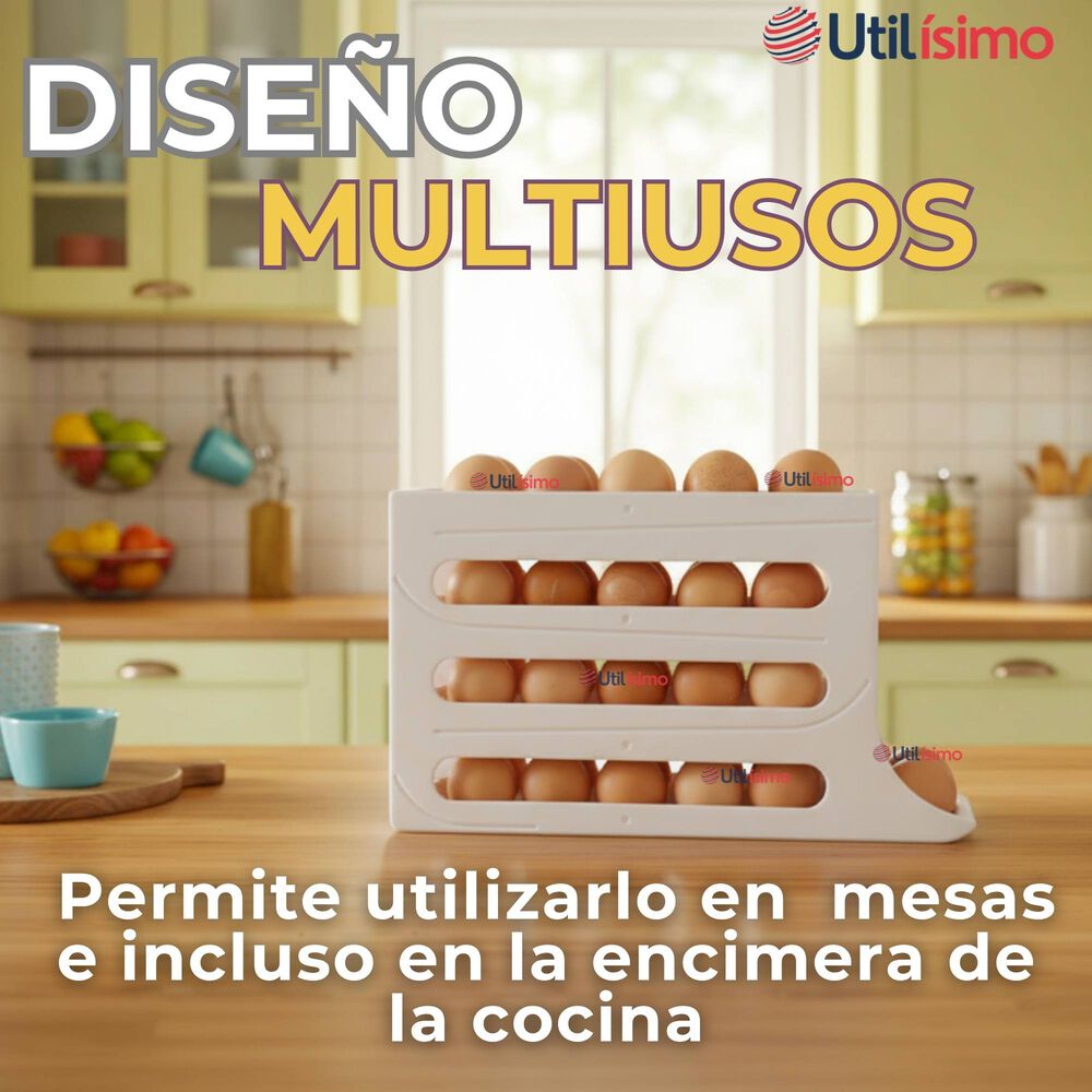 Organizador Dispensador De Huevos Para 30 Huevos Huevera 4 Niveles image number 3.0