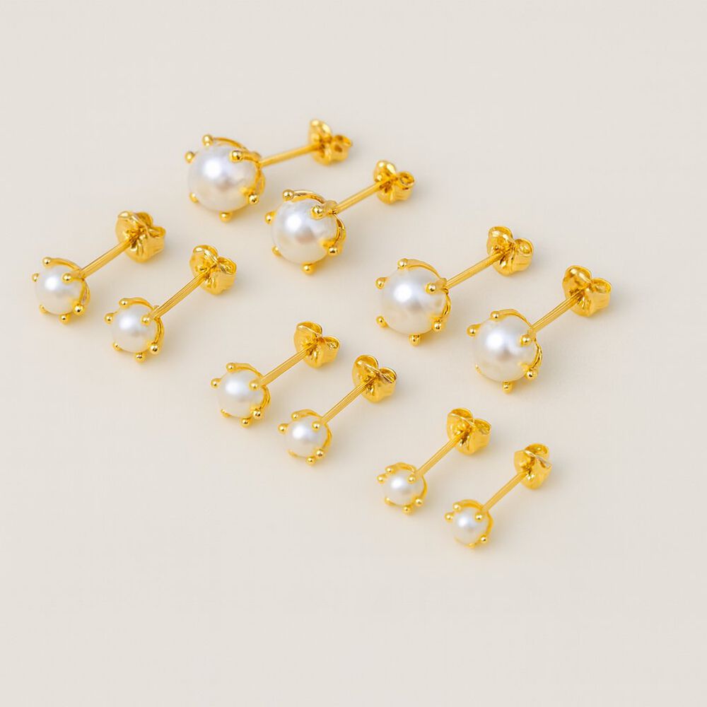 Aros Perla Cultivada 3mm Pistilo No1 Oro 18k Nacional 0.95 Gr image number 1.0