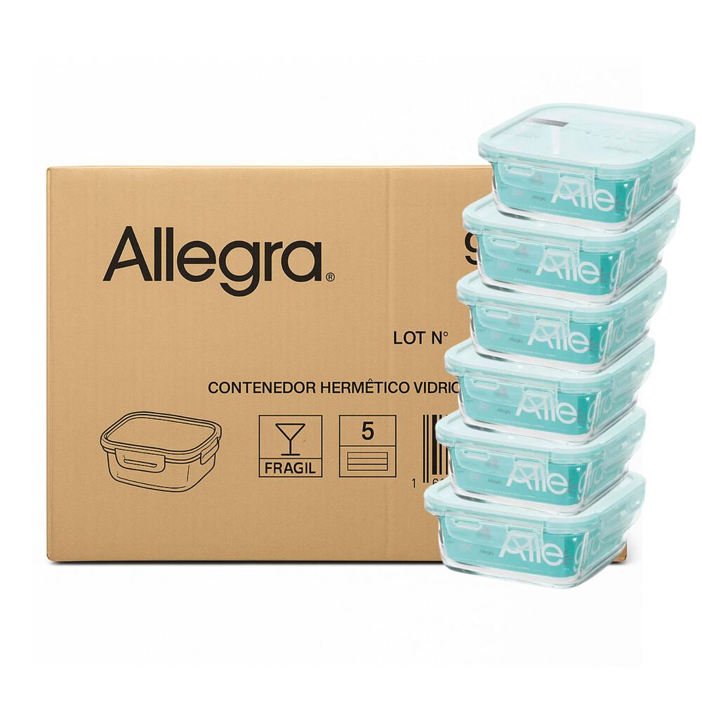 Set 48 Contenedores Hermetico Vidrio Cuadrado 380ml Allegra image number 0.0