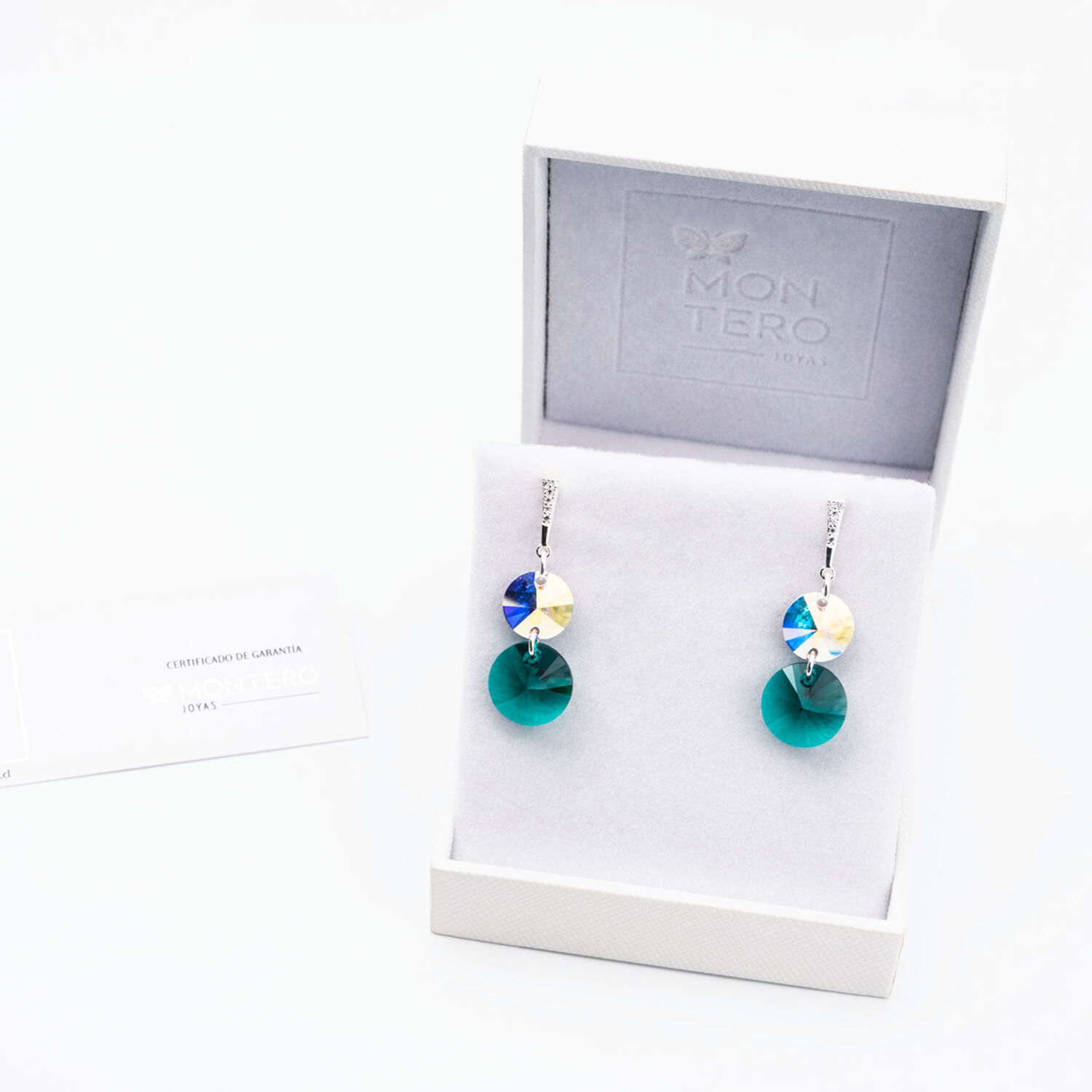 Aros Lourdes Cristales Genuinos Emerald image number 2.0