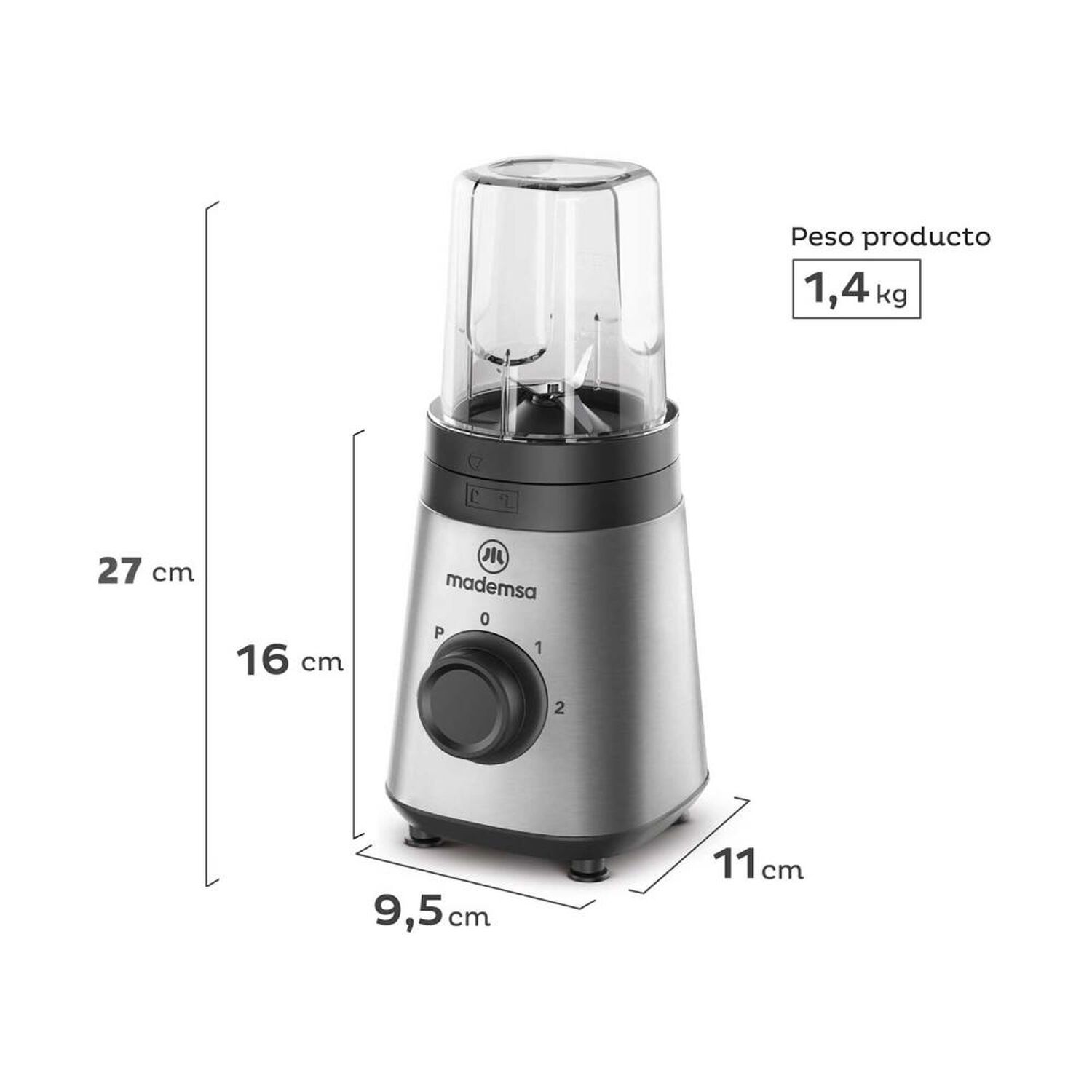 Licuadora Mademsa MBL30 / 2 Botellas 0.6 Litros + 1 Chopper 0.3 Litros / 300W image number 1.0