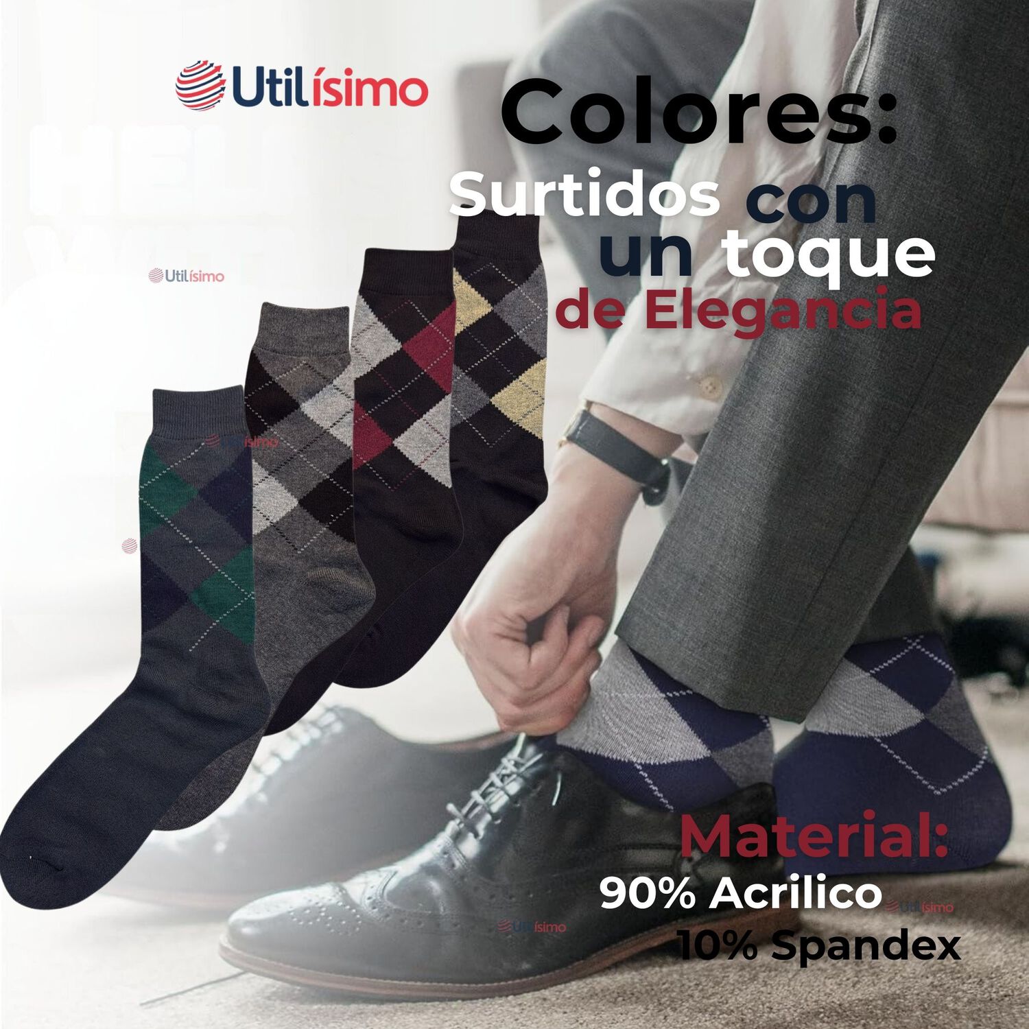 Pack 3 Pares Calcetines De Vestir Hombre Rombos Surtidos image number 1.0