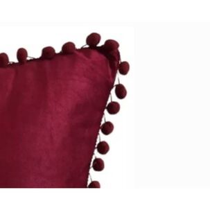 Funda De Cojines Con Pompones. Medida 45x45. Terciopelo. Burdeo
