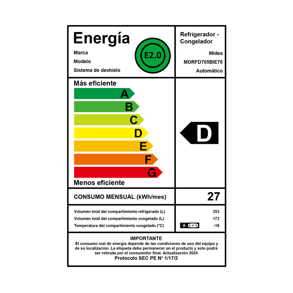 Refrigerador PERFECT FIT French Door Midea MDRFD705BIE70 / No Frost / 474 Litros / D image number 12.0