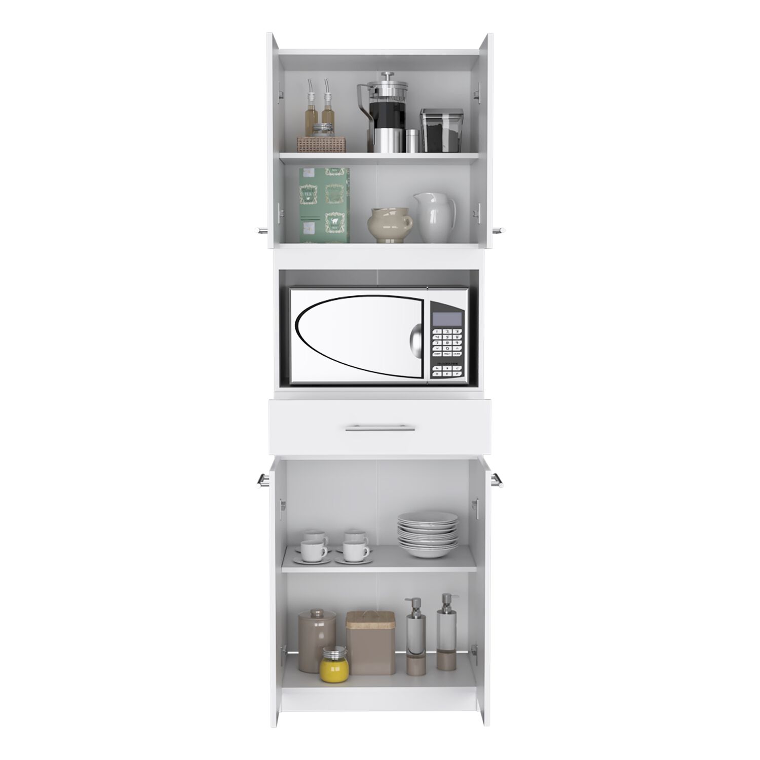 Mueble Microondas 4 Puertas 1 Cajon Fm-003b Blanco image number 2.0