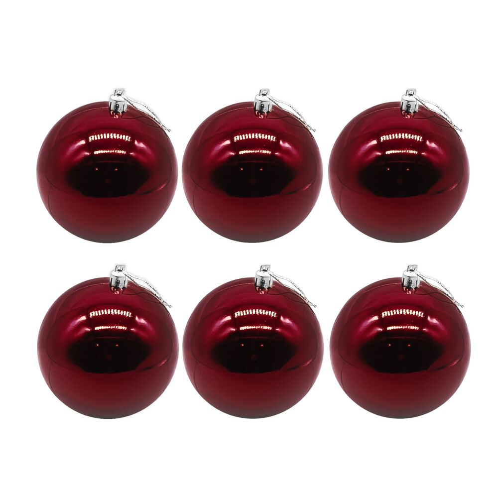 6 Esferas Navideñas Bambalinas 4cm Adorno Vino Decoracion image number 0.0