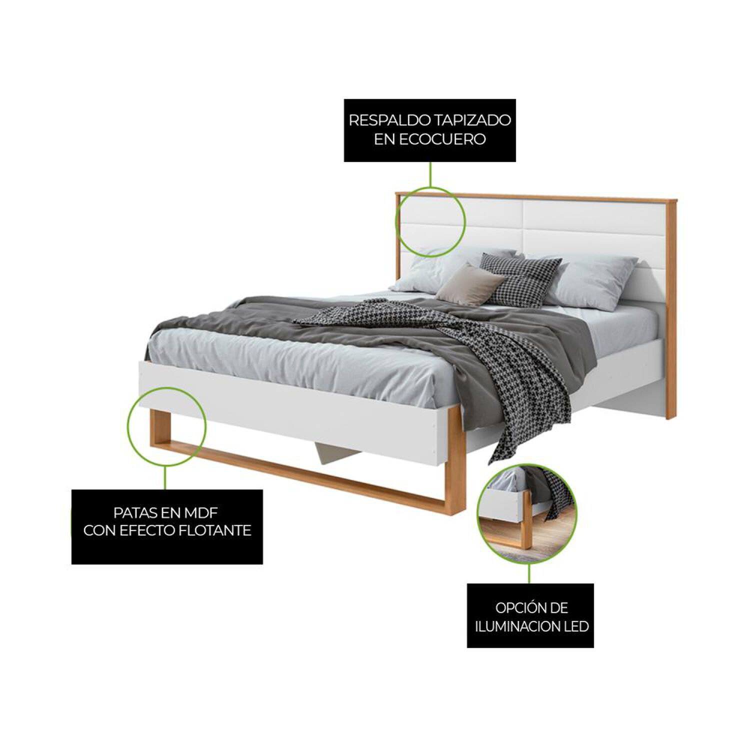 Cama Di Poretti Design Freetown / 2 Plazas / Base Normal image number 1.0