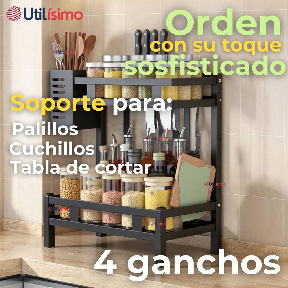 Estante Organizador Para Especias Cocina Especiero 2 Niveles image number 7.0