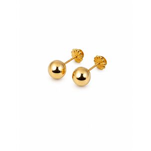 Aros Bolita 7mm N5 Oro 18k 1gr Juvenil Mujer Hipoalerg&eacute;nico Dorado