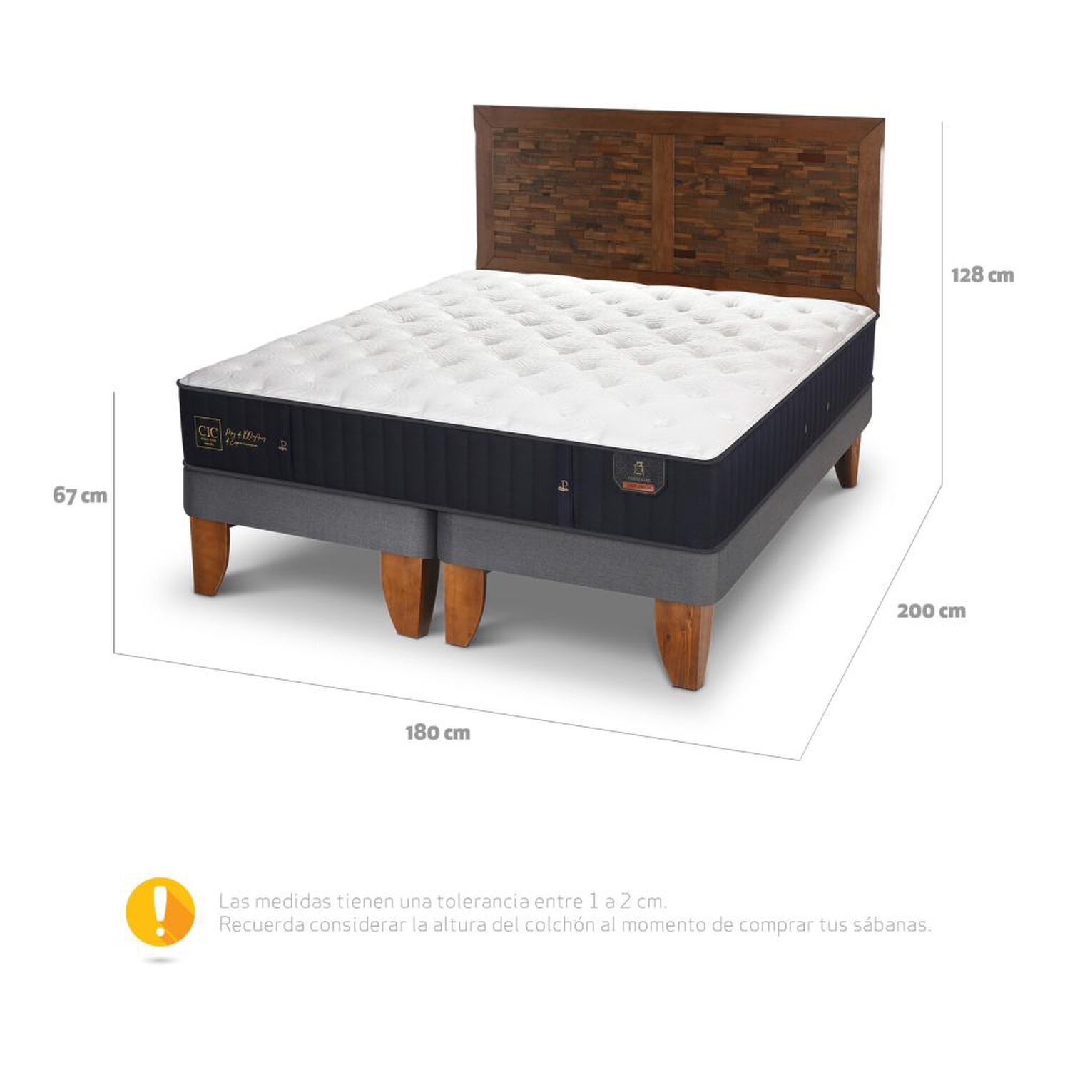 Cama Europea Cic Premium / King / Base Dividida + Respaldo image number 2.0