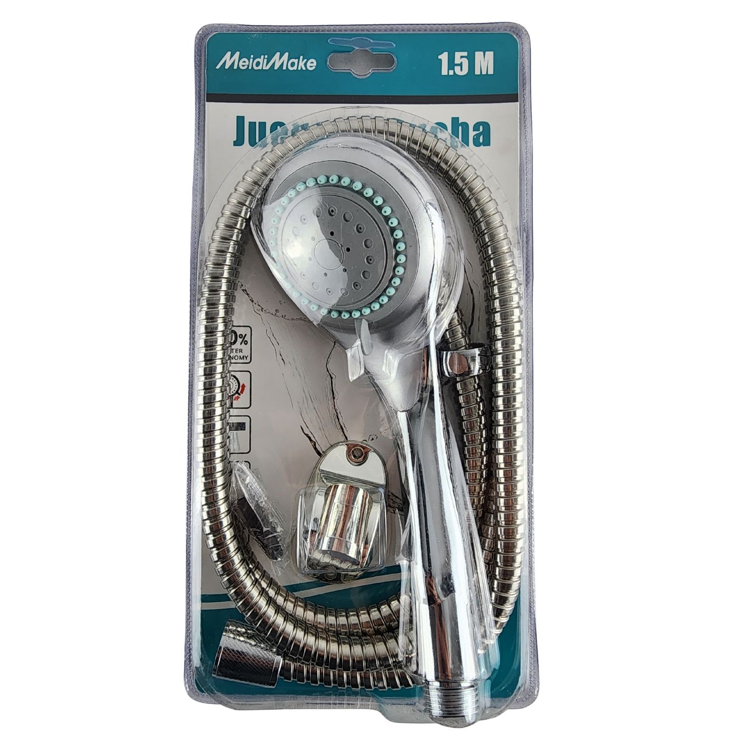 Kit Cabezal Ducha Base Manguera 150cm Regulable Ahorro Agua image number 5.0