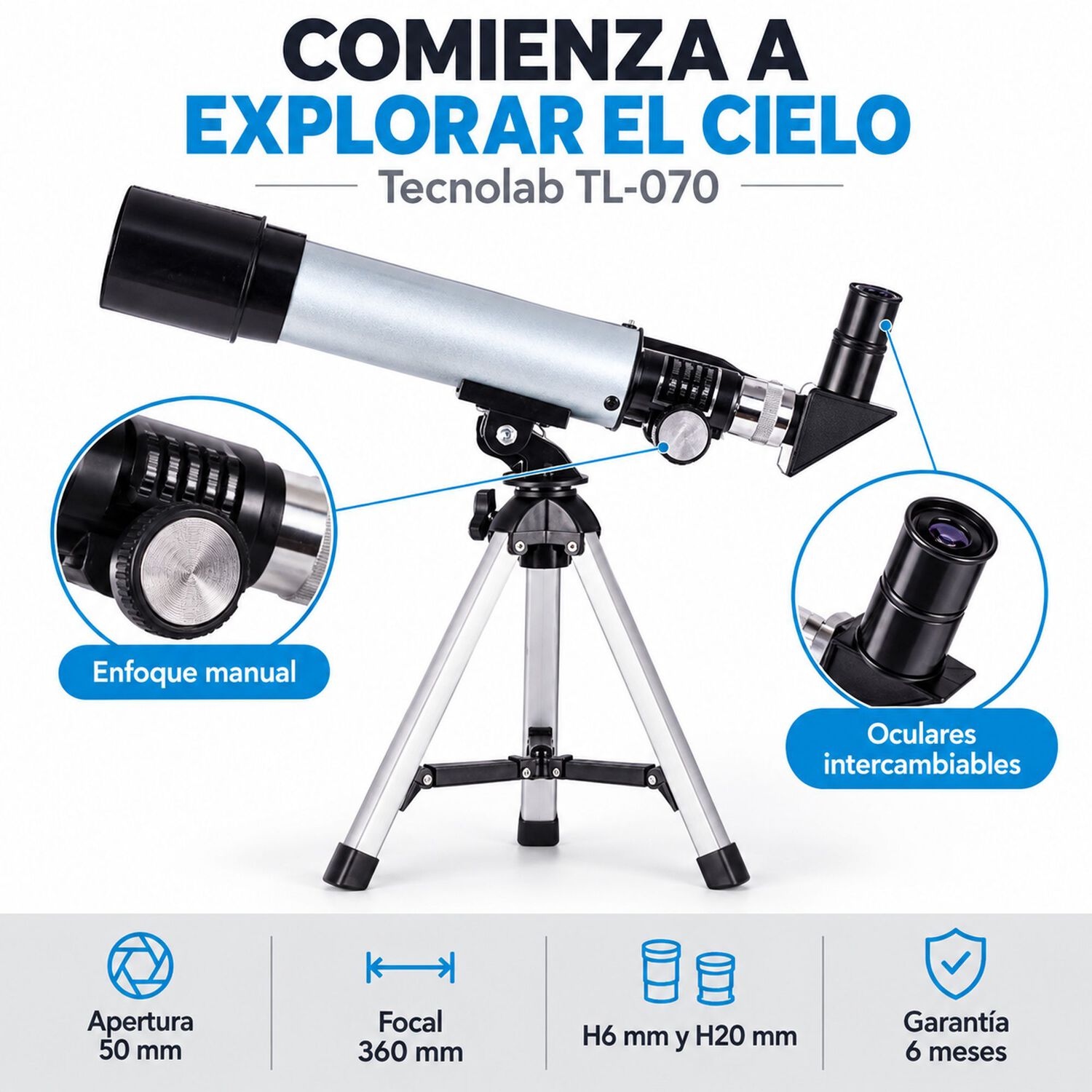 Telescopio Astron&oacute;mico Monocular 90x Hd De Aluminio Tl-070 image number 6.0
