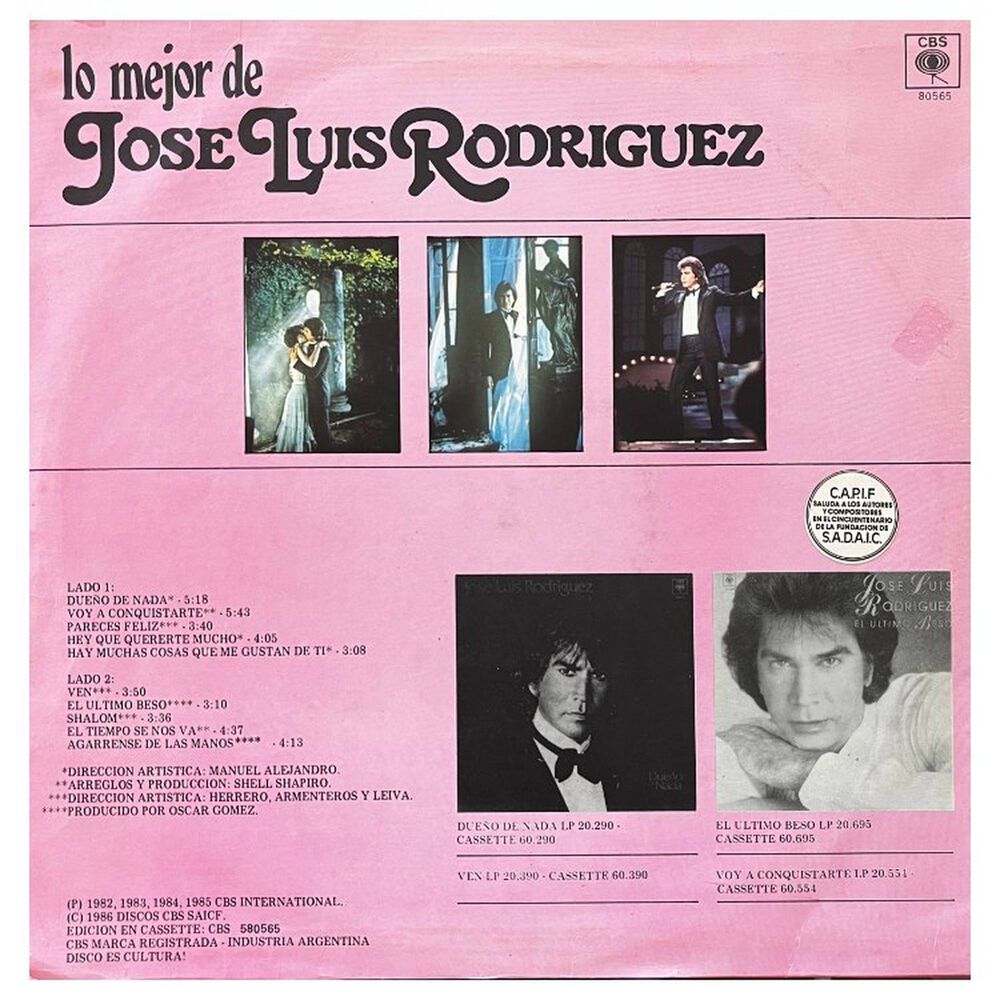 Jose Luis Rodriguez - Lo Mejor De | Vinilo Usado image number 1.0