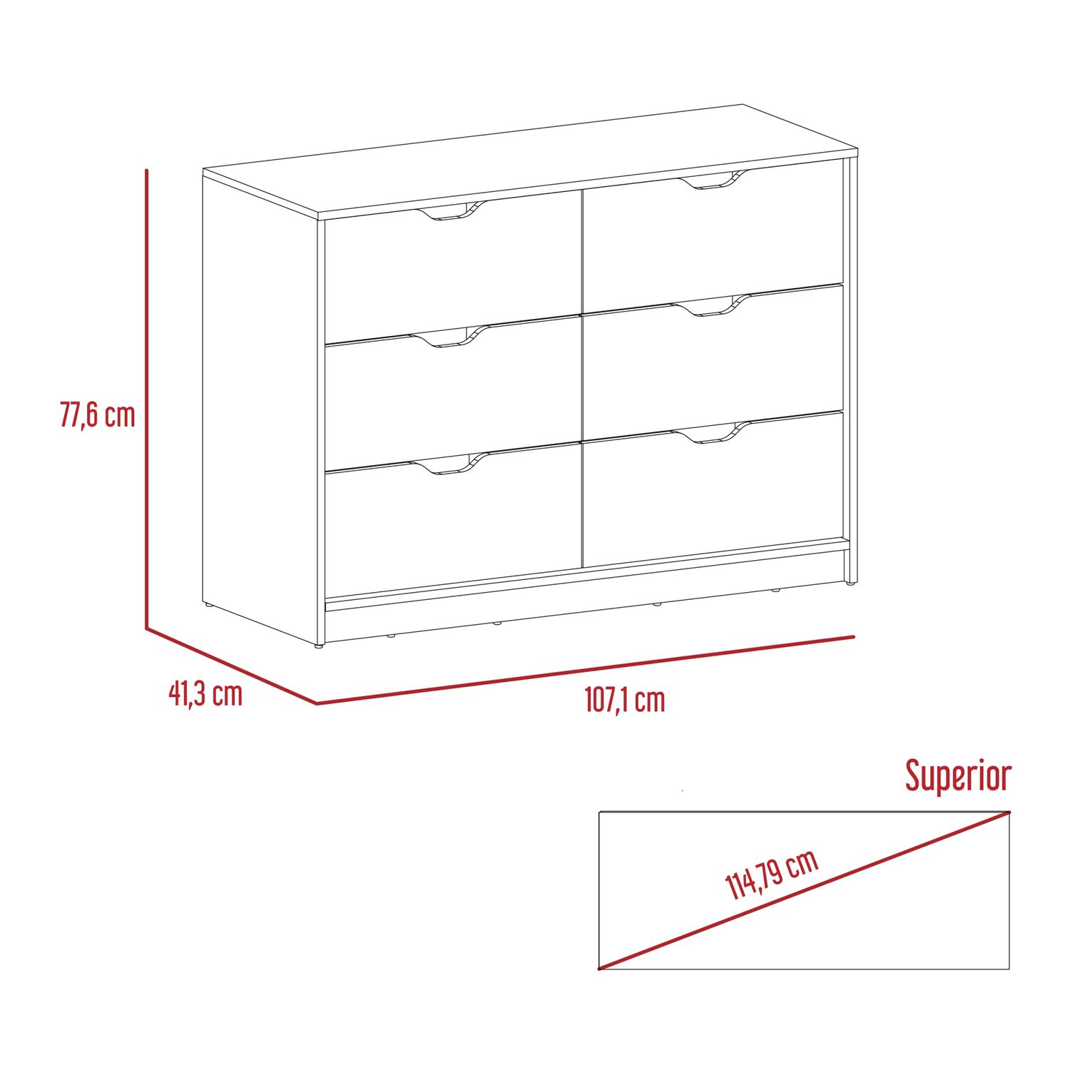 Mueble Comoda 4 Cajones 2 Puertas 77,6x107,1x41,6 Cm Caf&eacute; Claro image number 6.0