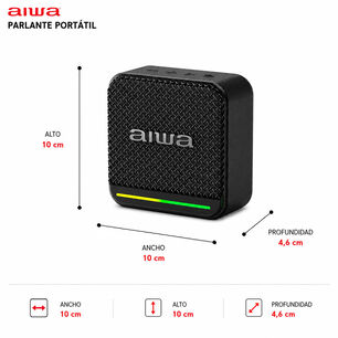 Parlante Inal&aacute;mbrico Bluetooth Port&aacute;til Funci&oacute;n Tws 7w Con Radio Fm Awq3 Negro