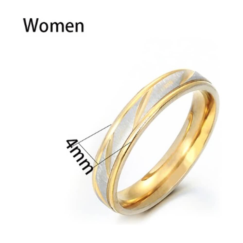 Anillo Titanio Pareja Compromiso Dama Onda Dorada M 4mm image number 6.0