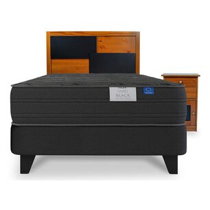 Cama Europea Flex Black / 1.5 Plazas / Base Normal + Set De Maderas