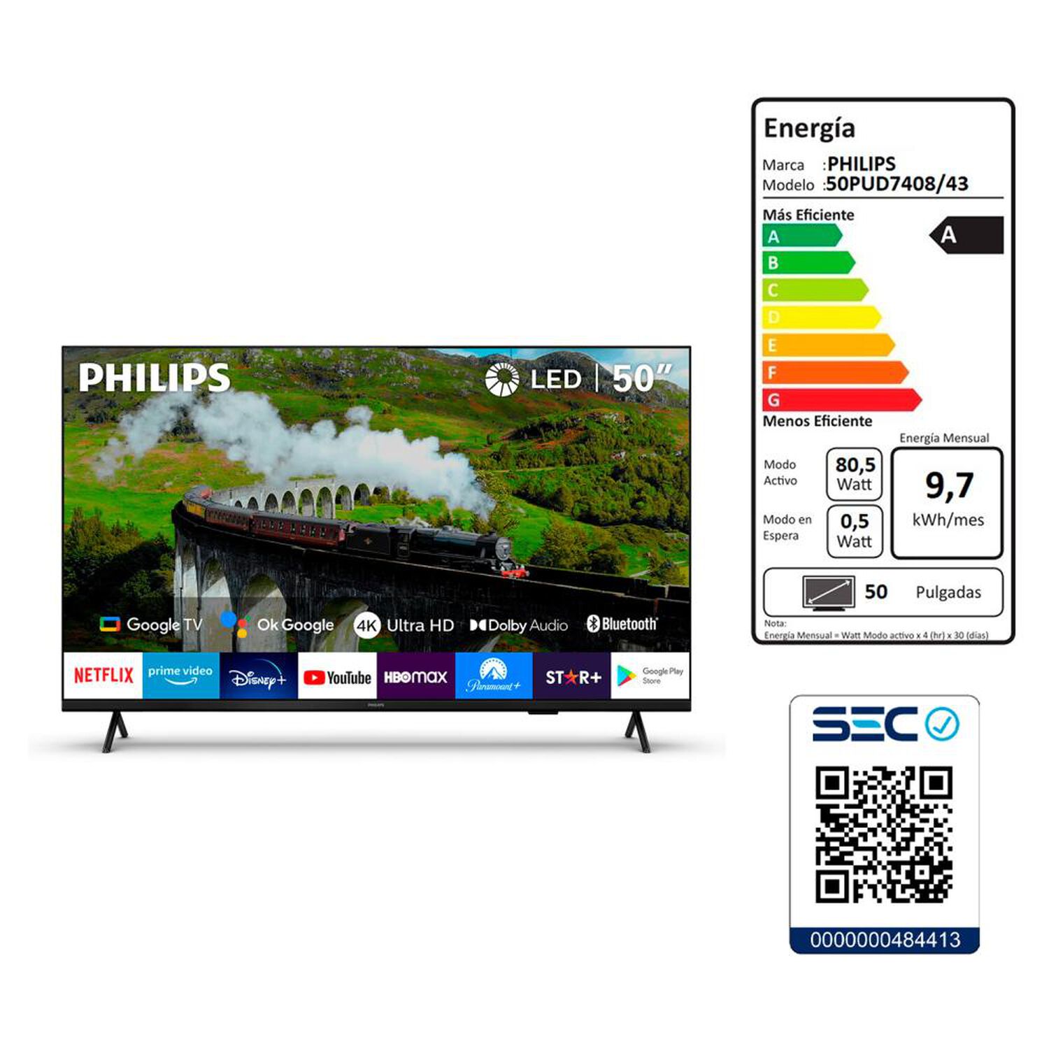 Led 50" Philips 50PUD7408 / Ultra HD 4K / Smart TV image number 8.0