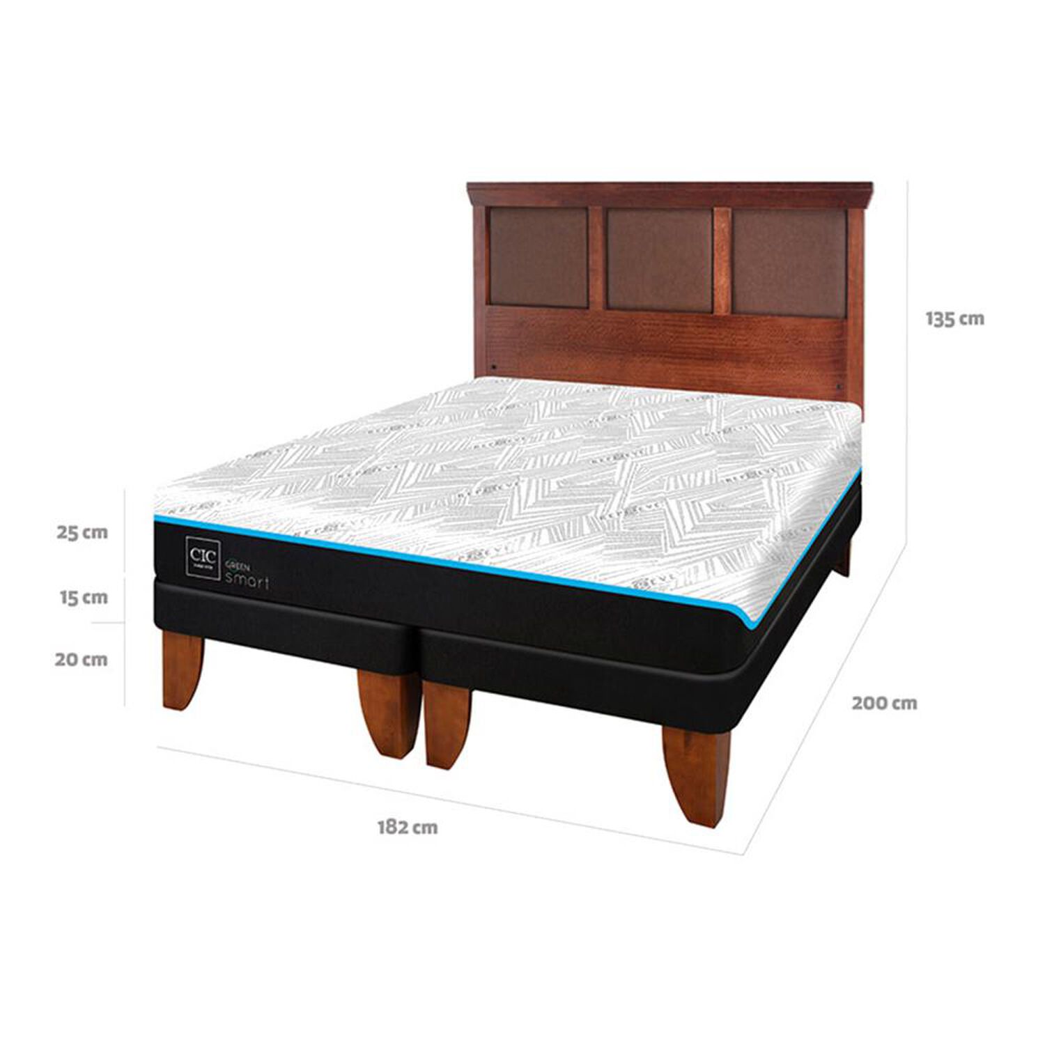 Cama Europea Cic Green Infinity / King / Base Dividida + Respaldo image number 6.0