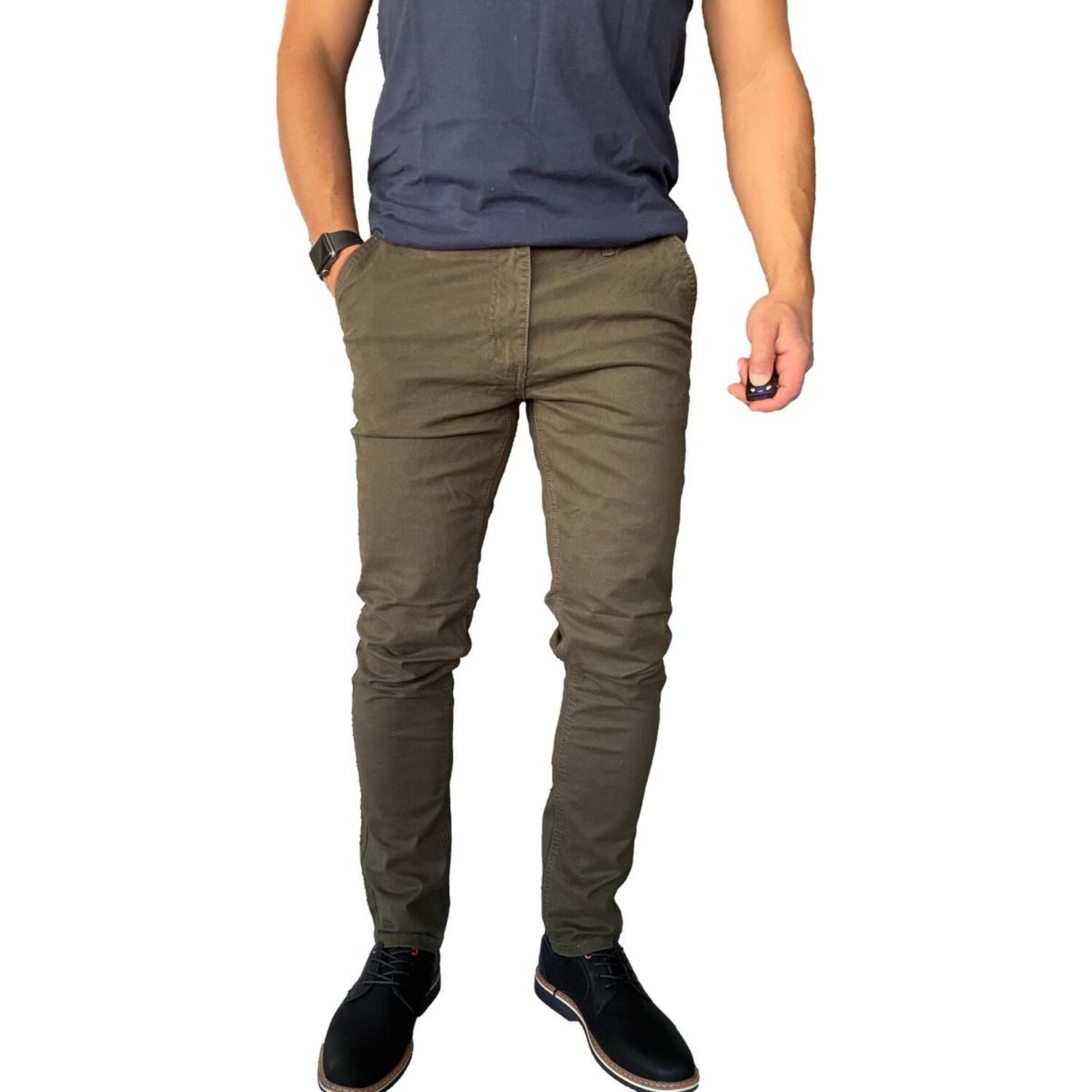 Pantal&oacute;n Elasticado Slim Fit Gabardina Hombre image number 9.0
