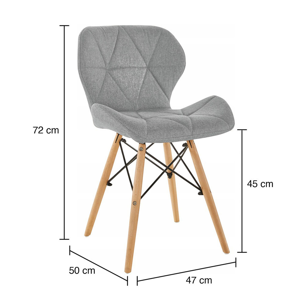 Pack 4 Silla Eames Acolchada Tela De Lino Gris image number 2.0
