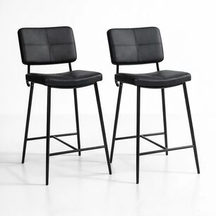 Pack De 2 Taburetes Bronx Negro Con Patas Met&aacute;licas Negras