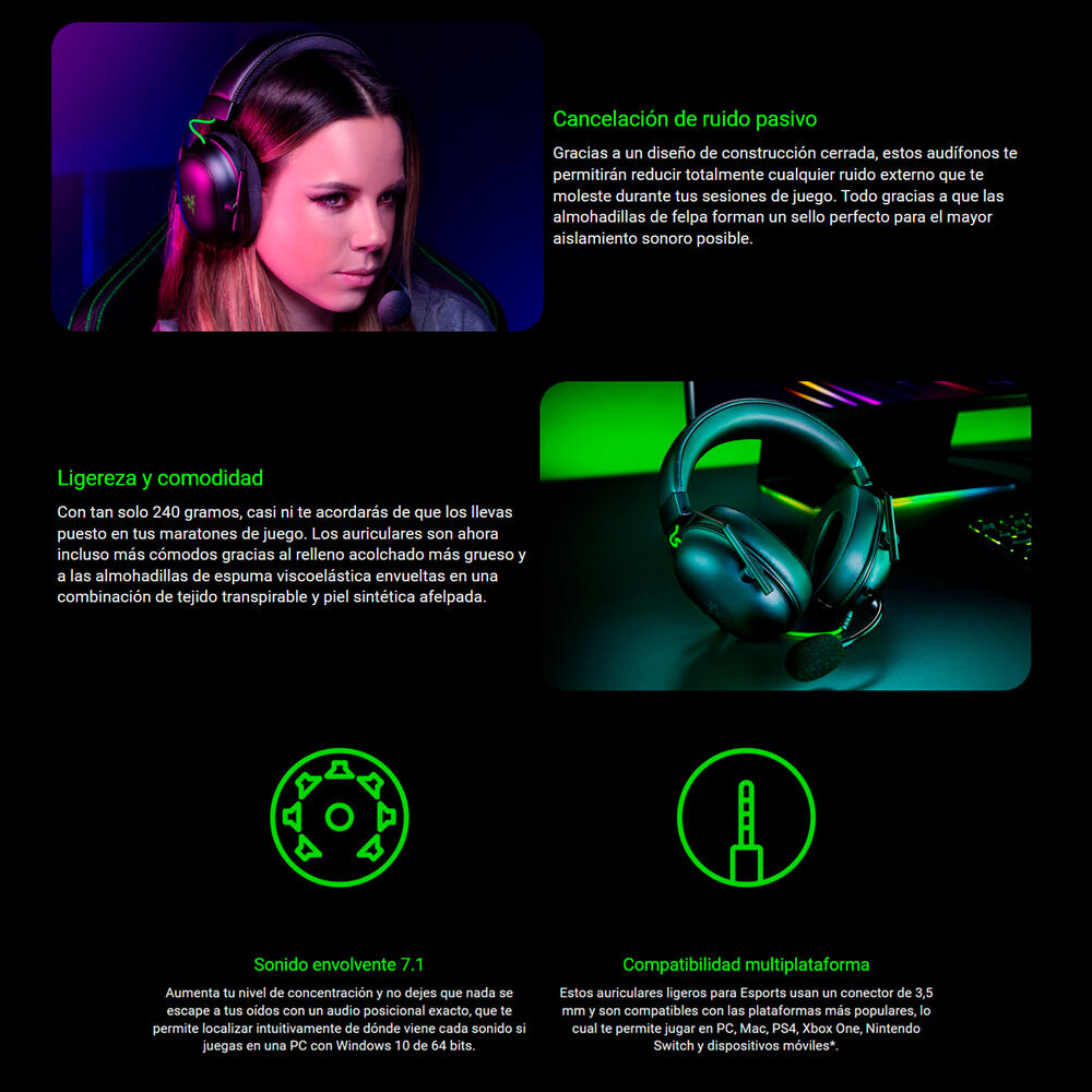 Audífonos Gamer Razer Blackshark V2 X Black image number 5.0
