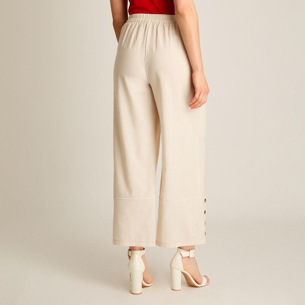 Pantalón Botones Decorativos Tiro Alto Culotte Mujer Lorenzo Di Pontti image number 2.0