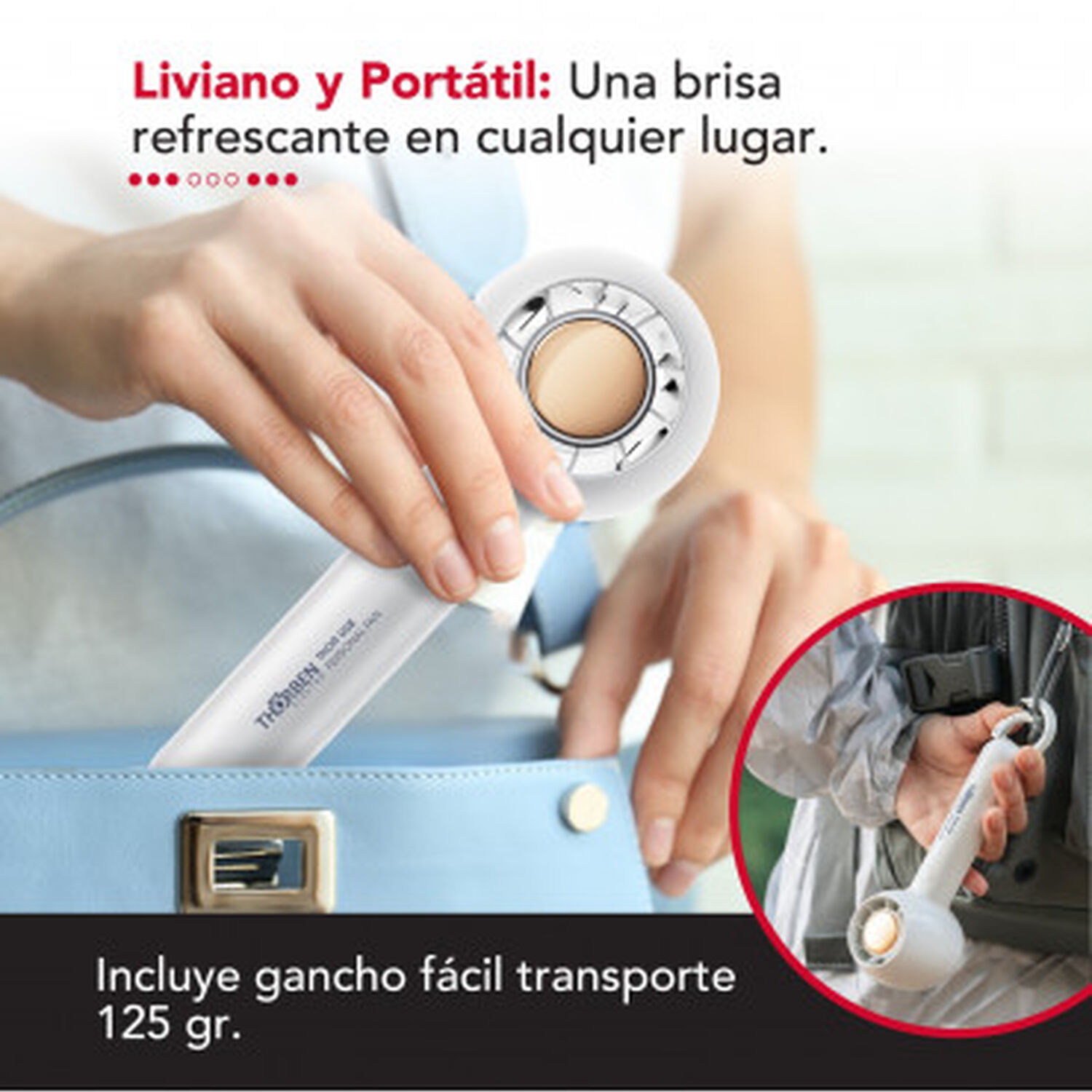 Ventilador Portatil Inalambrico Usb Blanco Thor Usb Personal Fan White image number 4.0