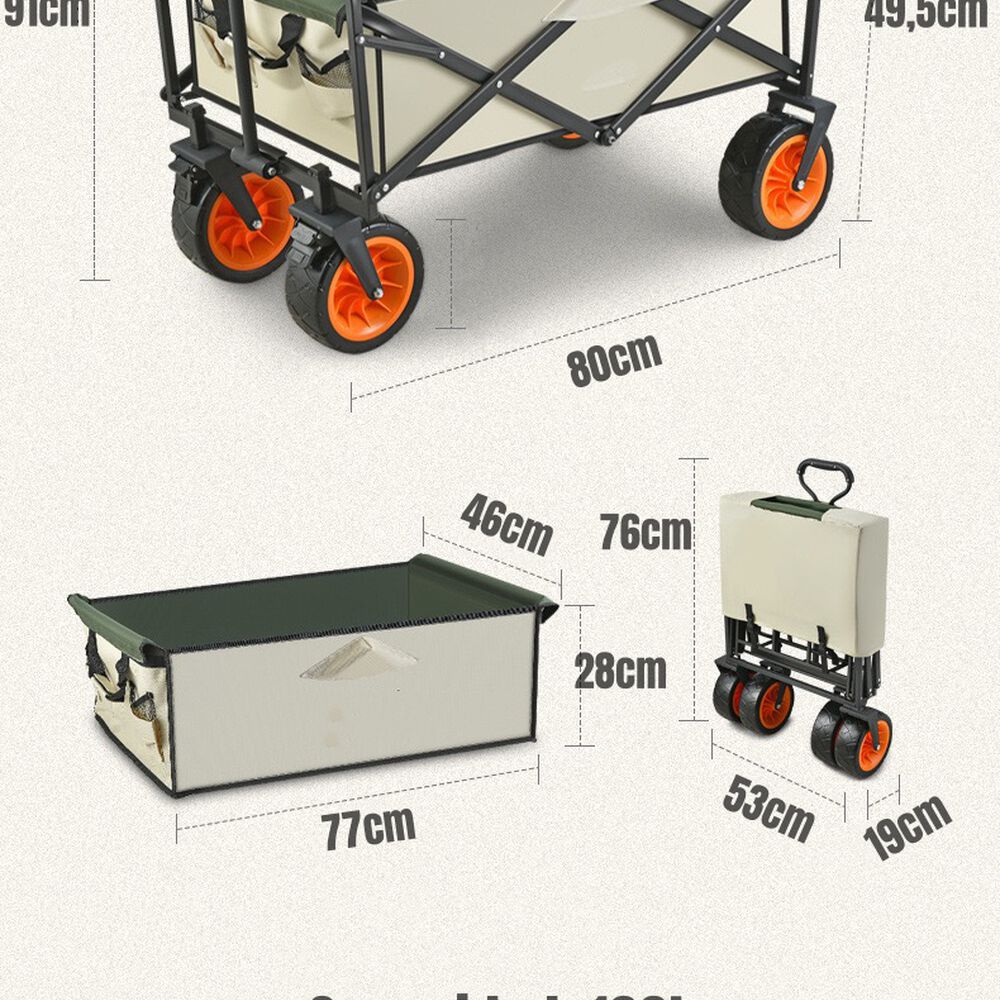 Carrito Para Compras Y Camping Con Frenos Negro Lubabycas image number 7.0