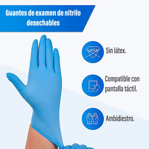 Guantes De Nitrilo Azul Sin Polvo Talla M 100 Unds