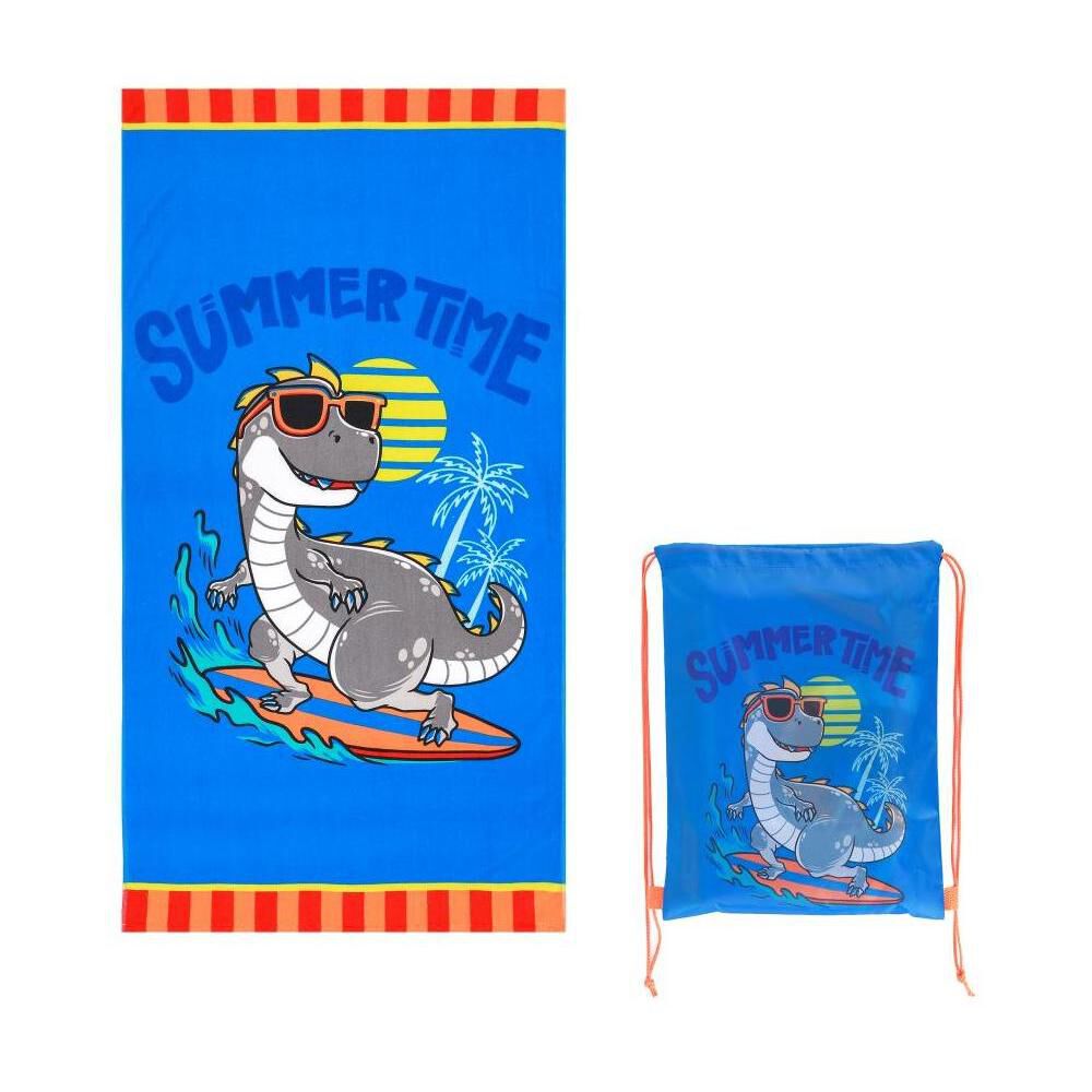 Toalla De Playa Con Bolso Casaideal Kids Dino / 70 X 140 Cm image number 4.0