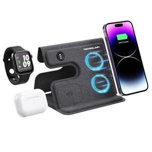 Cargador Inalámbrico Qi Plegable 3 En 1 Carga Rápida - Ps