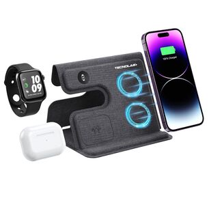 Cargador Inal&aacute;mbrico Qi Plegable 3 En 1 Carga R&aacute;pida - Ps