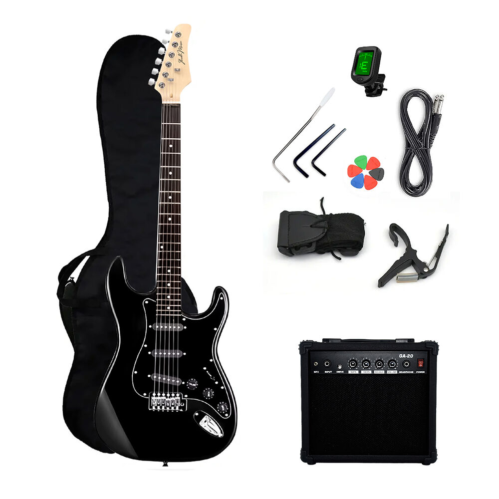 Guitarra Eléctrica Strato Ibrah + Amplif + Accesorios Negra image number 0.0