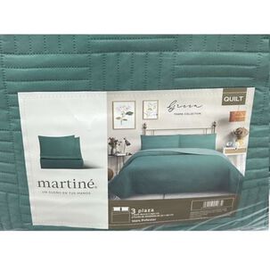 Cubrecama Quilt Reversible 3 Plazas Color Verde Trama Collection
