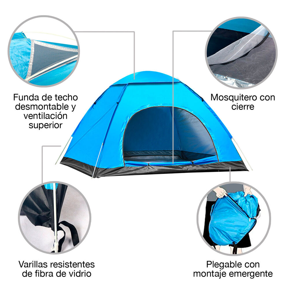 Carpa Camping 2 Personas Celeste image number 3.0