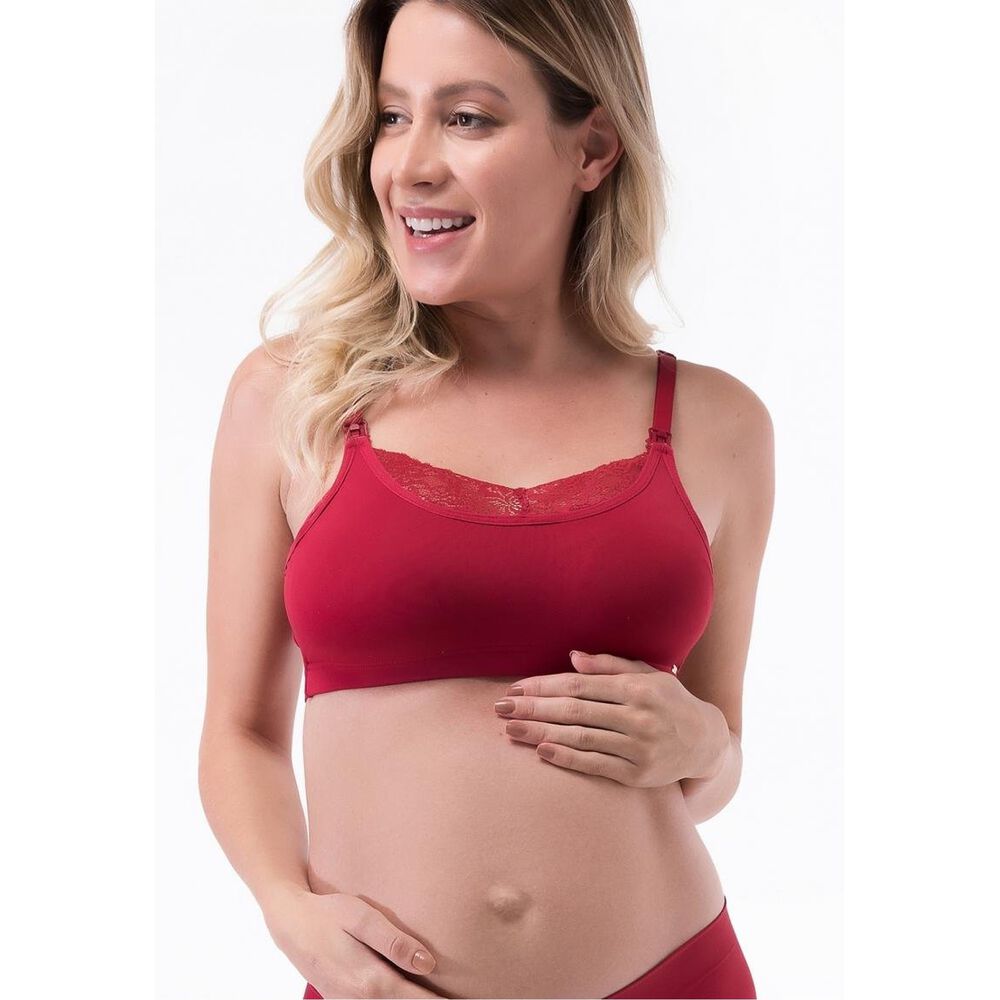 Sosten Lactancia Semi Encaje Rojo 2rios image number 0.0