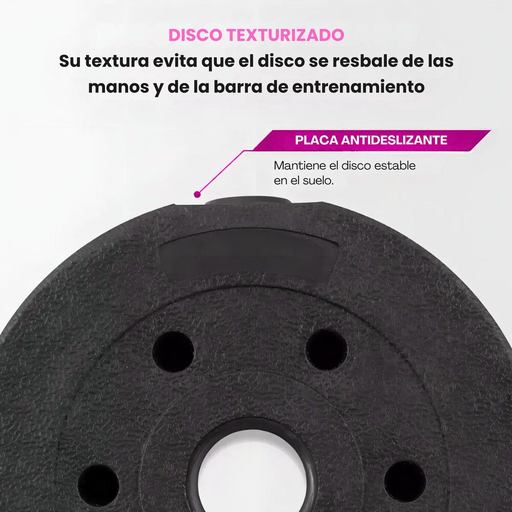 Set Mancuernas 20 Kg 5 En 1 Barra Z Extensor Rosa image number 4.0