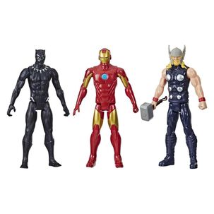 Pack 3 Figuras De Accion Pantera Negra Iron Man Thor Marvel
