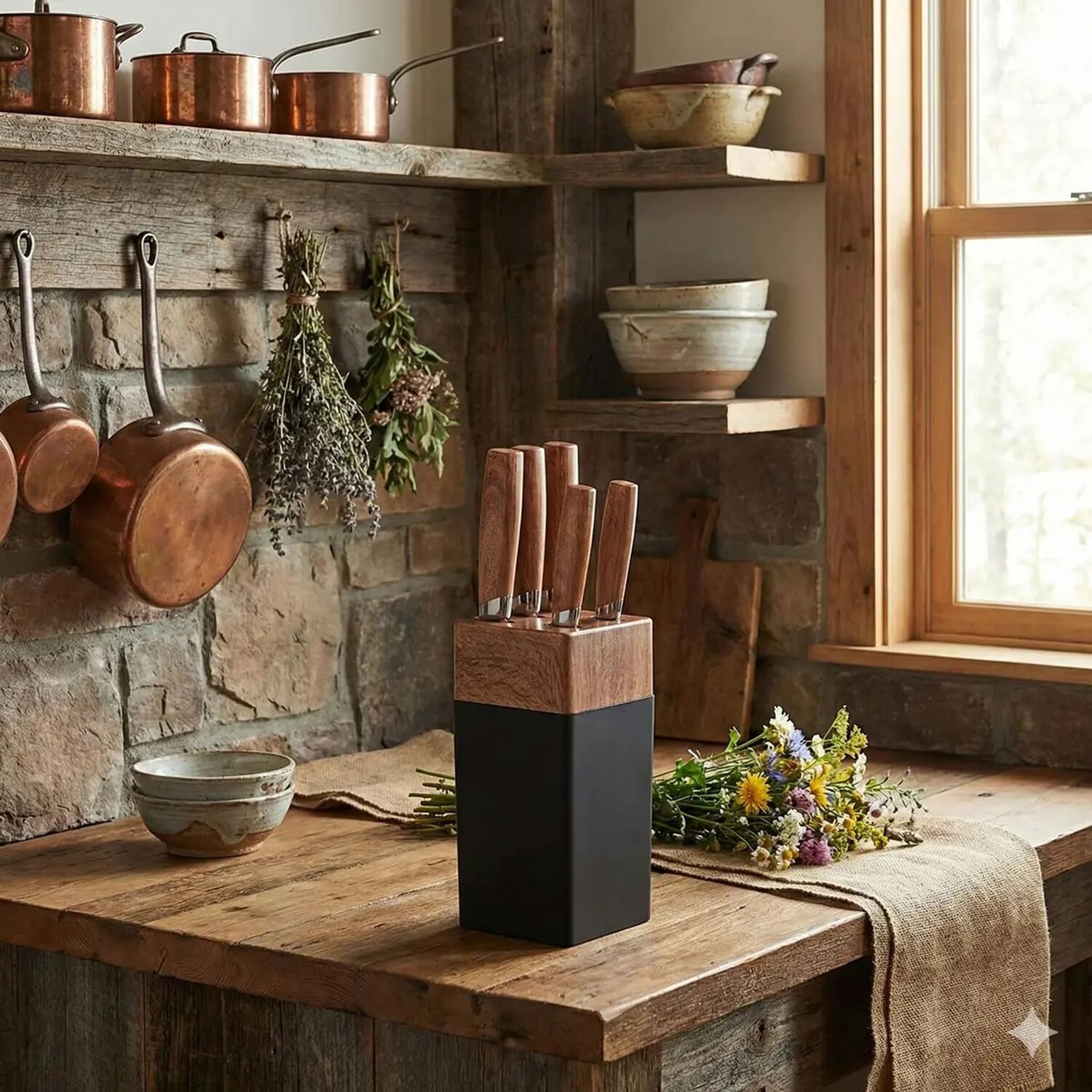 Set Cuchillos Cocina 6 Piezas Con Mango De Madera Negro Madera image number 3.0