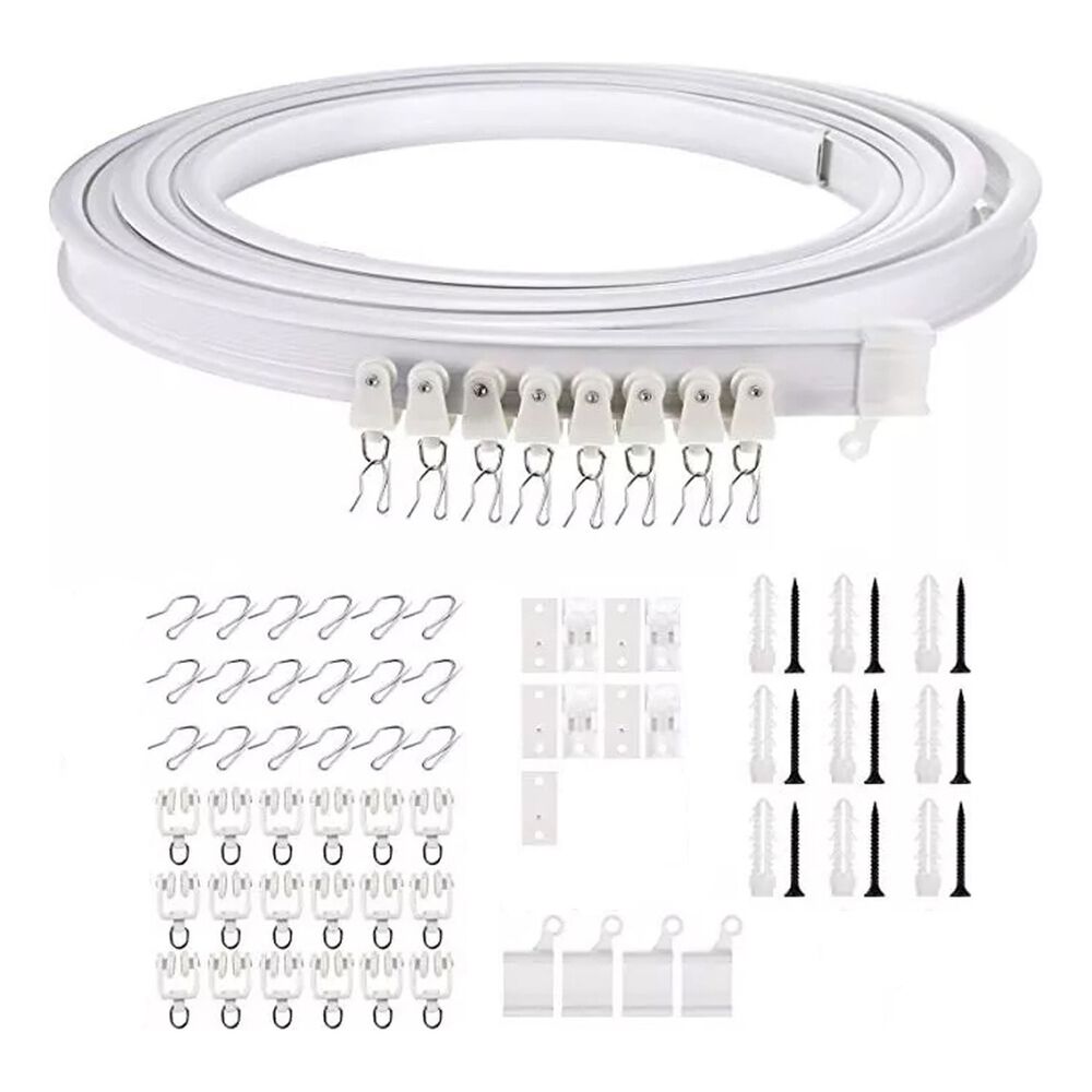 Riel Cortina Techo Flexible 1x3m 18 Poleas Soportes image number 0.0