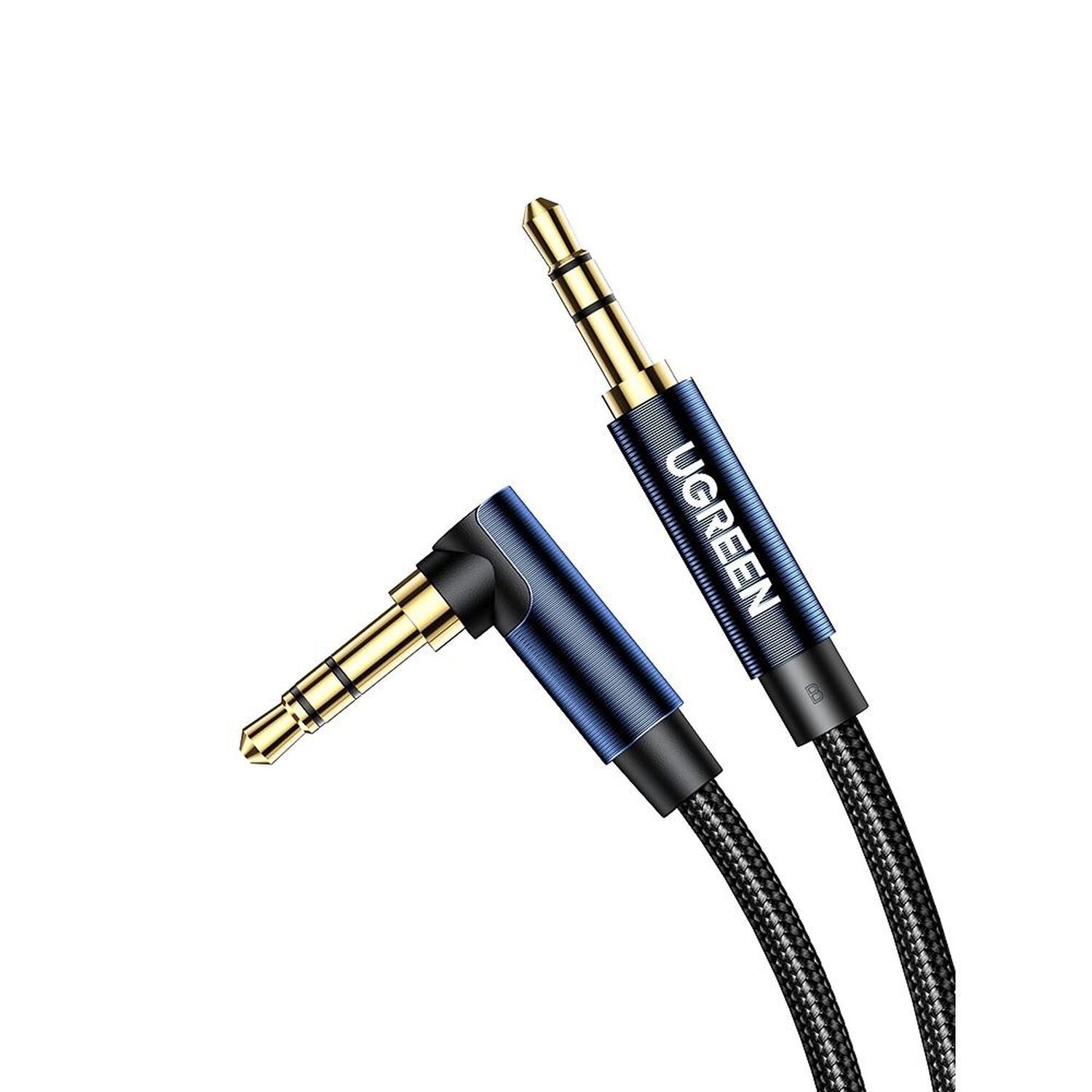 Cable Auxiliar Curvo 3.5mm M/m 2m Azul Ugreen image number 0.0
