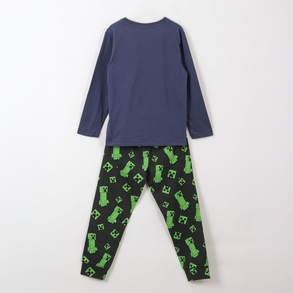 Pijama Manga Larga Ni&ntilde;o Tnt Creeper Azul Minecraft image number 1.0