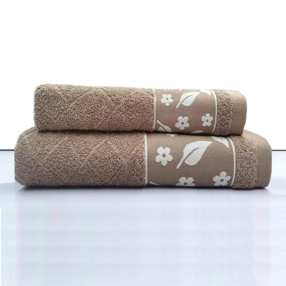 Juego Toalla Andes 2 Piezas Hojas Beige image number 0.0