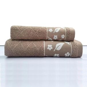 Juego Toalla Andes 2 Piezas Hojas Beige
