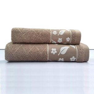 Juego Toalla Andes 2 Piezas Hojas Beige