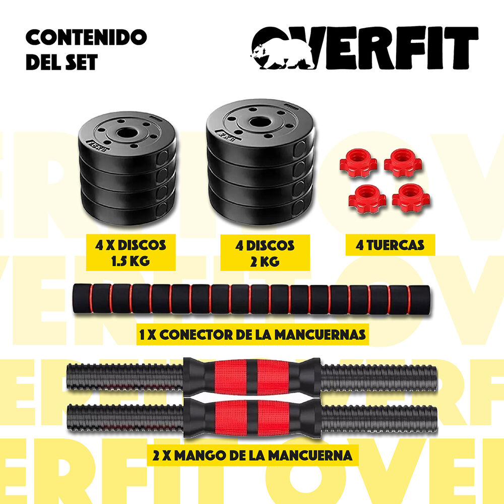 Set Mancuernas Y Barra Unibles 15kg Fitness Pesas Ajustables image number 2.0