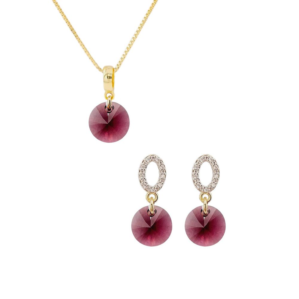 Conjunto Madrid Gold Cristales Genuinos Amethyst image number 0.0